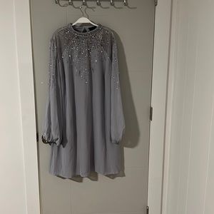 Lipsy Embellished Long Sleeve Shift Dress